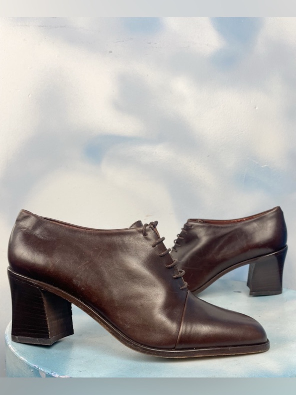 Nickels Italian leather vintage 90s block heel shoes